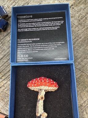 Red Fly Amanita Mushroom Embellished Brooch Pin